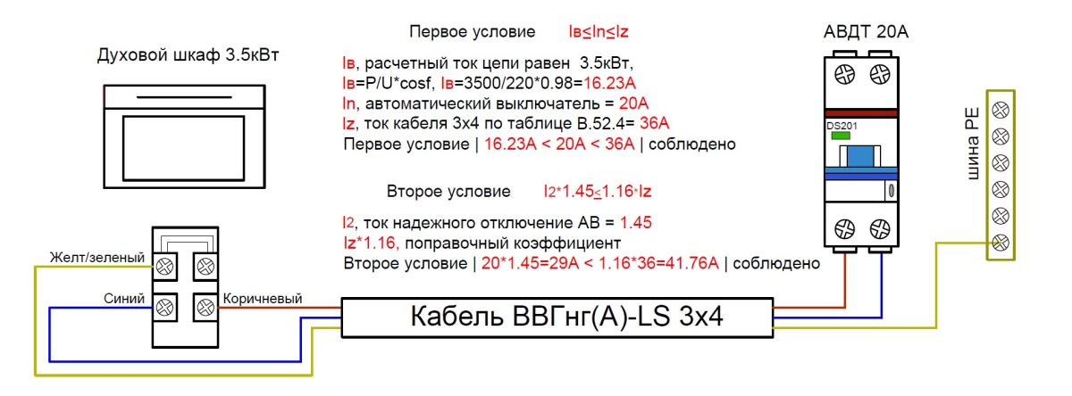 Подключение духового шкафа 3.5 кВт через АВДТ