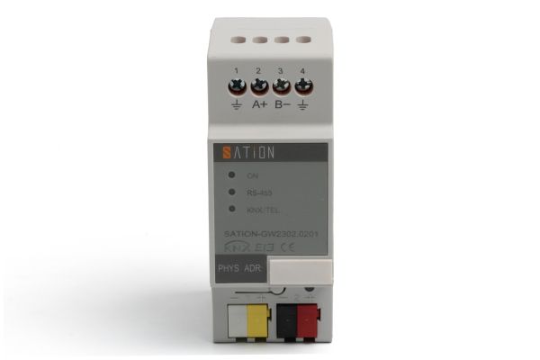 GW2302.0201 — KNX–Modbus RTU шлюз, вид спереди.